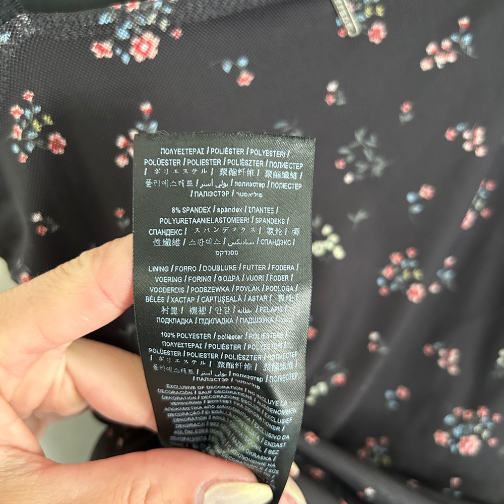 Guess Black Floral Ruched Detail Tulle Bodysuit ~ size XS ~ perfect condition - Picture 6 of 6